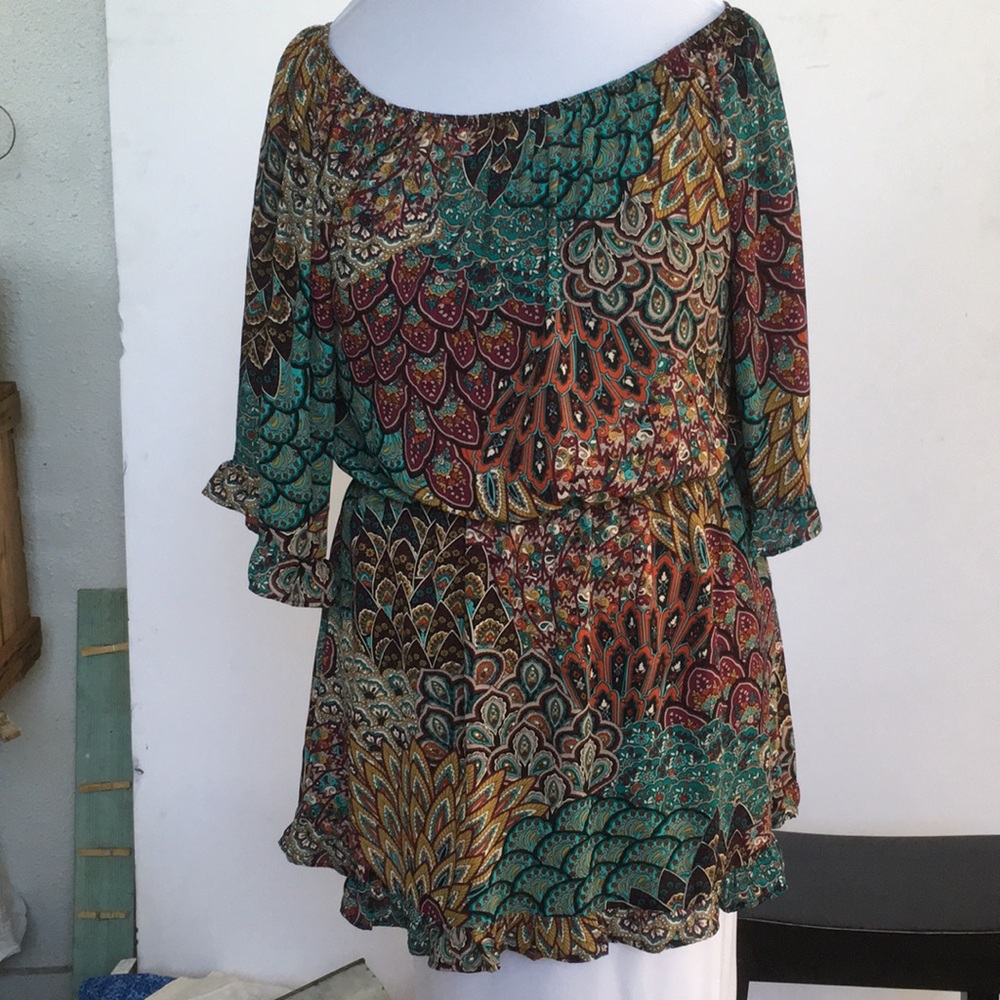Paisley floral boho mini dress